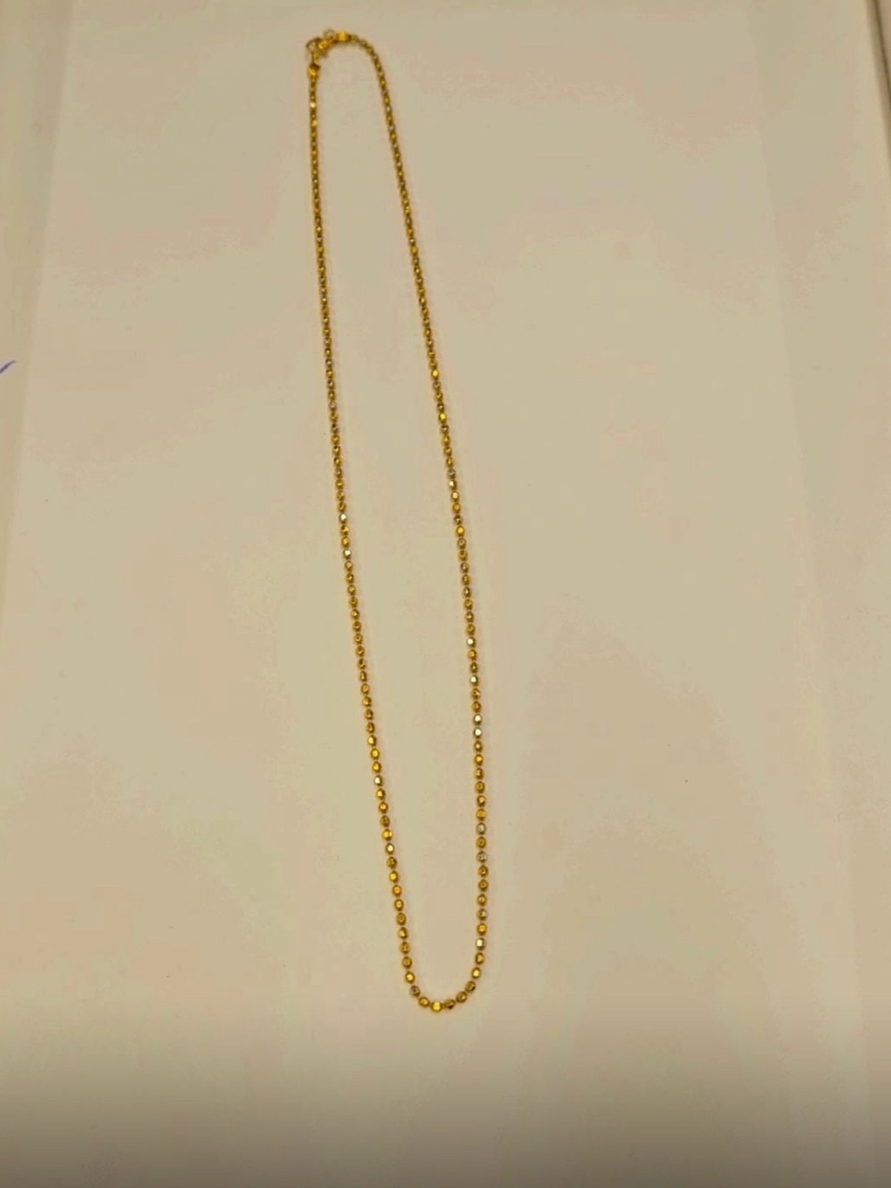 22k Gold Bead Chain Necklace with 21k gold hook. Women Jewelry
